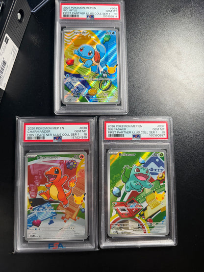 Pokémon 30th Anniversary First Partner Set Bulbasaur, Charmander & Squirtle PSA 10